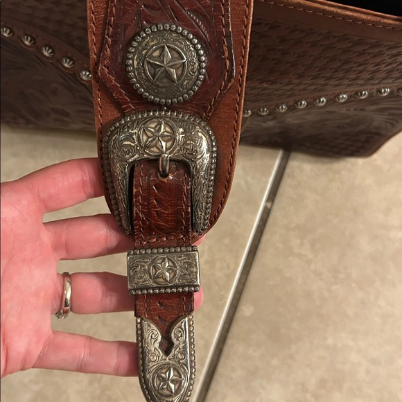 American West Brown Leather Shoulder Bag - Picture 3 of 8